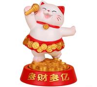 Decoración de resina de gato de la fortuna con imágenes de prosperidad cultural y rotación suave para interiores y vehículos estilo interior (C)