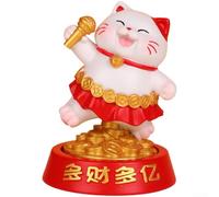 Decoración de resina de gato de la fortuna con imágenes de prosperidad cultural y rotación suave para estilo interior y interior del vehículo (B)