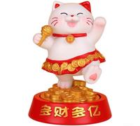 Decoración de resina de gato de la fortuna con imágenes de prosperidad cultural y rotación suave para estilo interior y interior del vehículo (A)