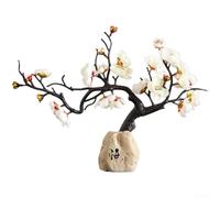 Decoración de resina para invierno, adorno de resina de estilo chino para el hogar, oficina, estatua decorativa para boda, cumpleaños (despertar + blanco)