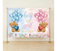Decoración de Revelación de Género, Telón de Fondo Rosa Azul para Revelación de Sexo Boy Or Girl, Oso para Fotografía, Telón de Fondo para Baby Shower, Suministros para Fiesta 150×100cm (D)