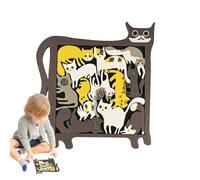 Decoración de Rompecabezas de Gato, Juego de Rompecabezas de Madera,Rompecabezas Decorativo para niños | Marco de Madera Negra Juguete Educativo temprano para Viajes, hogar, Escuela, Picnic y al Aire