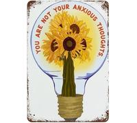 Decoración de salud mental con texto en inglés "You are Not Your Anxious Thoughts Anxiety Decor Anique para hombres y mujeres, letrero de pared para bares, restaurantes, cafeterías, pubs, letrero de