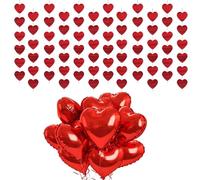 Decoración de San Valentín: 12 Coronas de Corazones Rojos + 10 Globos de Corazón de Aluminio (18") - Perfecto para Fiesta, Boda, Aniversario y Decoración Romántica - Crea un Ambiente Apasionado y