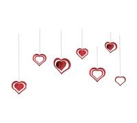 Decoración de San Valentín con corazones colgantes, paquete de 7 adornos de corazón hueco, serpentinas recortadas, decoración romántica para colgar en el techo | Día de San Valentín, celebración del