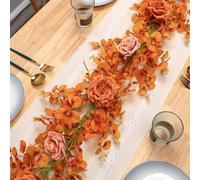Decoración de seda plástica flexible del hogar de la vid 2m del otoño(3) | Longitud flexible de 200 cm, hojas de seda realistas, colores naranja vibrantes, núcleo de alambre para dar forma