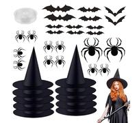 Decoración de sombrero de bruja, sombreros de hechicera colgantes negros de 164 pies, 13.39 x 12.99 x 7.48 pulgadas, uso versátil y personalizable, accesorios de disfraz para calcomanías, decoración