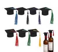 Decoración de sombreros de graduación negra, toppers de sombrero de graduación,7x Decoraciones de pastel de graduación con borlas - Photo Props, Miniatura para la ceremonia del diploma de jardín de in