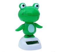 Decoración de tablero de coche de rana bailando con energía solar, divertido adorno de cabeza que tiembla para el interior del automóvil, decoración del hogar, oficina, plástico verde, novedad de 10