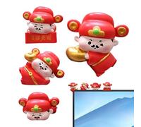 Decoración de Tablero de Coche, Figura de Resina del Dios de la Riqueza de 4 Piezas, decoración de Monitor, para Oficina, computadora, habitación, hogar, TV, Hombres, Trabajo