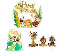 Decoracion de Tarta de Animales Salvajes Adorno de Pastel de Bricolaje Modelos de Animales Decoración para Tartas de Cumpleaños Cake Cupcake Topper Suministros para Fiestas de Cumpleaños