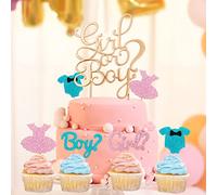Decoración de tartas Boy or Girl para la Revelación de Género, Niño o Niña Muffin Deco Cake Topper Cupcake Topper Cake Topper Palillos para Baby Shower niñas Niños Decoración de la fiesta familiar