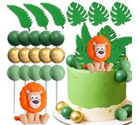 decoración de tartas con temática safari animales salvajes bosque y jungla para primer cumpleaños niño 1 año sin elementos metálicos