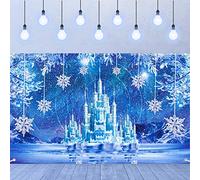 Decoración de Telón de Fondo de Congelada de Invierno Bandera de Fotografía de Copo de Nieve Hielo Congelado Fondo de Maravillas de Invierno Castillo de Hielo 72,8 x 43,3 Pulgadas