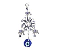 Decoración de - Trae un estético tranquilo a los espacios de vida, diseño circular hecho a mano de estilo bohemio, colgante de ojos azules + detalles de campanas eólicas