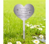 Decoración de tumba de acero inoxidable en forma de corazón, resistente a la intemperie, adorno de lápida de cementerio para conmemoración, estatua plateada de césped de jardín, 28 x 12 cm (A)