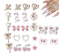 Decoración de uñas - Accesorios 3D para diseño de uñas con - lazos mariposas corazones cerezas diamantes de imitación para manicura principiante mujeres accesorios de uñas