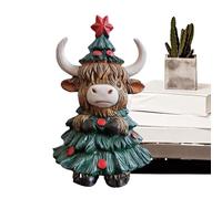 Decoración de Vaca de las Tierras Altas Decoraciones de Vaca de Navidad | Adorable estatuilla decorativa para casa de campo dormitorio cuarto de baño dormitorio aula