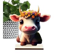 Decoración De Vaca De Tierras Altas Escocesas - Decoraciones De Granja De Vaca De Madera | Figura Rústica Vaquera Figuras De Madera De Colección Para Bandeja De Varios Niveles, Estantería, Mesa