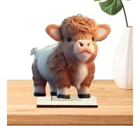Decoración De Vaca De Tierras Altas Escocesas - Decoraciones De Granja De Vaca De Madera | Figura Rústica Vaquera Figuras De Madera De Colección Para Bandeja De Varios Niveles, Estantería, Mesa