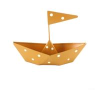 Decoración de velero de metal, estilo nórdico, adorno de barco de hierro para el hogar, oficina, estante de escritorio, estantería, sala de estar, decoración temática marina, 6.5 pulgadas (amarillo)