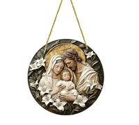 Decoración de ventana de calefacción acrílica - Adorno colgante de arte de Jesús María, religiosos transparentes brillantes | Decoración acrílica vívida sobre el tema de la fe