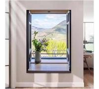 Decoración de ventana falsa 3D, mural de ventana de apertura sintética con paisaje natural enmarcado, decoraciones de pared para el hogar, esculturas de pared para colgar