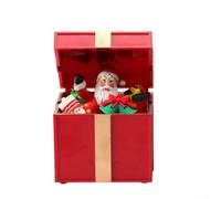 Decoración de ventana navideña con caja de música luminosa de Navidad con diseño de escena iluminada y melodías navideñas clásicas para exhibición de temporada (rojo)
