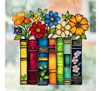 Decoración de Ventanas con Libros,decoración acrílica con Efecto vitral,Ideal para Profesores y bibliotecarios,Efecto Que atrapa la luz,Amante de los Libros, Lector