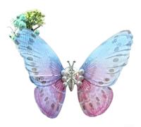 Decoración de ventilación de coche de mariposa de metal, 11 x 9 cm, bonito adorno de alas móviles, efecto de flujo de aire aleteante, alivio del estrés visual, decoración interior del automóvil (azul)