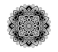 Decoración de vinilo para pared Círculo de mandala, hinduismo, budismo, patrón, estudio de yoga, relajación 72x72.1cm Fácil instalación Negro