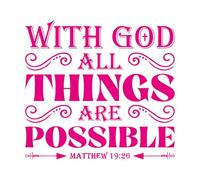 Decoración de vinilo para pared Citas cristianas Palabras Dios Posible Religión 36x38.8cm Fácil instalación Rosa roja