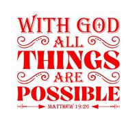 Decoración de vinilo para pared Citas cristianas Palabras Dios Posible Religión 72x77.6cm Removible sin dejar pegamento Rojo