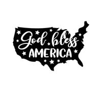 Decoración de vinilo para pared Dios bendiga a América imprimible 50.4x77.1cm Decoración artística Negro