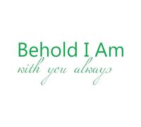 Decoración de vinilo para pared Diseño de cita cristiana: He aquí, estoy contigo. 30x73.7cm Varios tamaños Verde