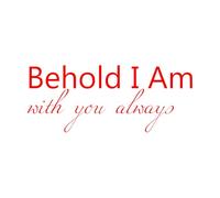 Decoración de vinilo para pared Diseño de cita cristiana: He aquí, estoy contigo. 42x103.2cm Impermeable Rojo