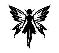 Decoración de vinilo para pared Diseño de icono de logotipo de hada 54.6x56.8cm No daña la superficie de la pared Negro