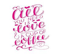 Decoración de vinilo para pared Inscripción en letras a mano "Todo lo que necesitas es amor" 41x50.1cm Autoadhesivo Rosa roja