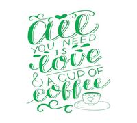 Decoración de vinilo para pared Inscripción en letras a mano "Todo lo que necesitas es amor" 41x50.1cm No se cae Verde