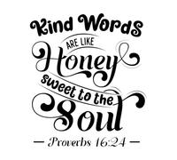 Decoración de vinilo para pared Las palabras amables son dulces como la miel y alegran a la gente. Versículos bíblicos 42x47.7cm Decoración de carrocerías Negro