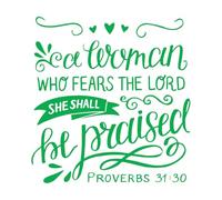 Decoración de vinilo para pared Letras a mano con versículo bíblico: Una mujer que teme. 42x44cm Cultura del tatuaje Verde