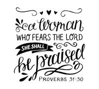 Decoración de vinilo para pared Letras a mano con versículo bíblico: Una mujer que teme. 42x44cm Varios tamaños Negro