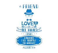 Decoración de vinilo para pared Letras a mano que un amigo ama en todo momento. 36x60.5cm No se cae Azul