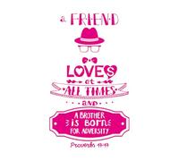 Decoración de vinilo para pared Letras a mano que un amigo ama en todo momento. 50.4x84.7cm No daña la superficie de la pared Rosa roja