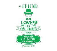 Decoración de vinilo para pared Letras a mano que un amigo ama en todo momento. 50.4x84.7cm Personalización personalizada Verde