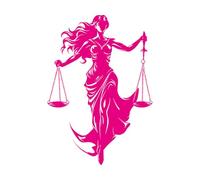 Decoración de vinilo para pared Luminaria legal, icono de la dama de la justicia, esencia de la igualdad, dama de la justicia emblemática 50.4x72cm Removible sin dejar pegamento Rosa roja
