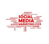 Decoración de vinilo para pared Nube de palabras de marketing en redes sociales 30x55.2cm Decoración de tiendas Rojo