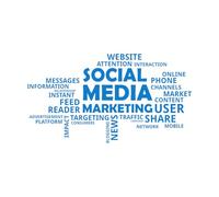 Decoración de vinilo para pared Nube de palabras de marketing en redes sociales 30x55.2cm Pintura mural artística Azul