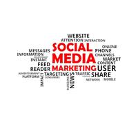 Decoración de vinilo para pared Nube de palabras de marketing en redes sociales 54x99.4cm Autoadhesivo Negro