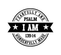 Decoración de vinilo para pared Salmo 139-14 Soy una creación admirable y maravillosa 41x49cm Embellecimiento de paredes Negro